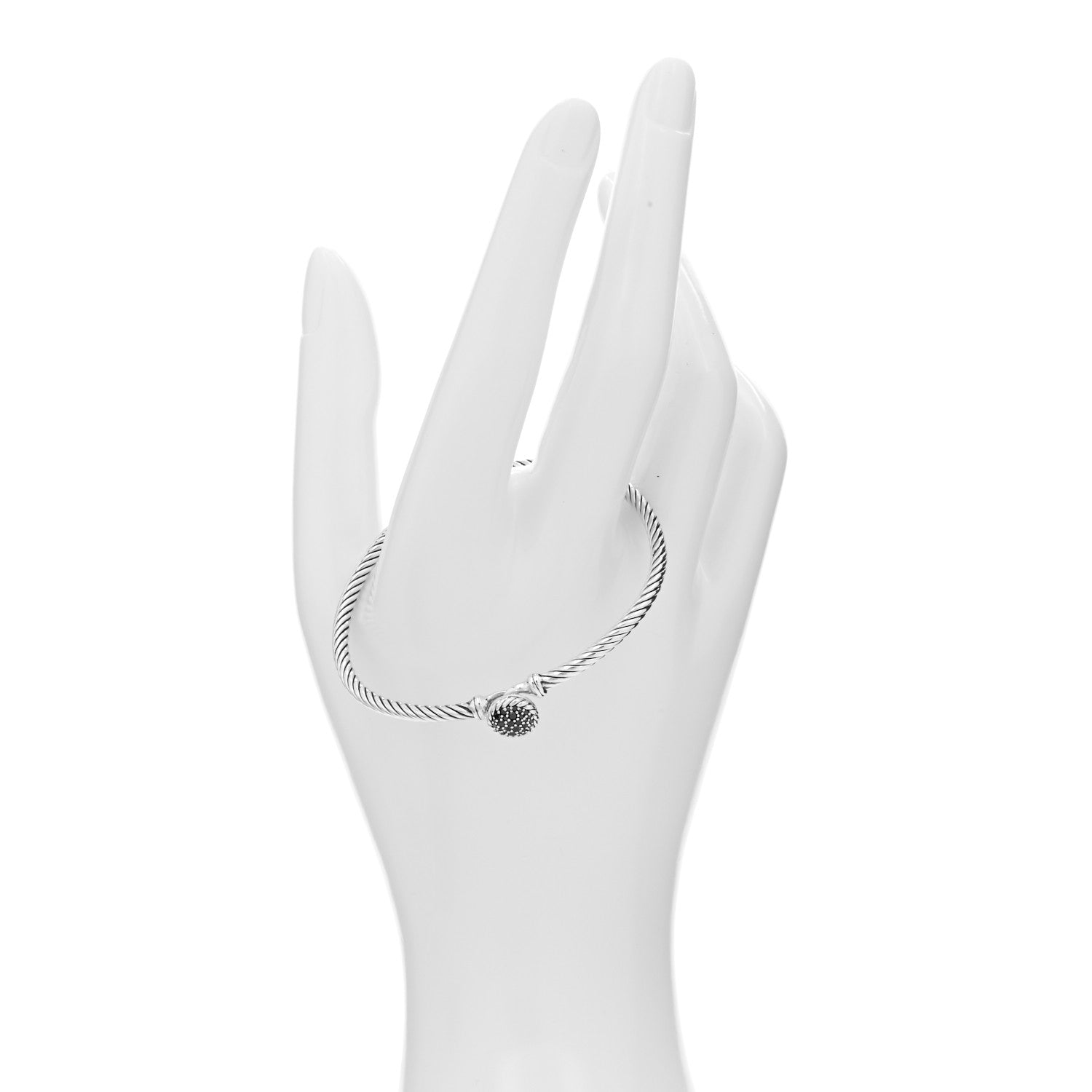 David Yurman Sterling Silver Black Diamond 3mm Chatelaine Bracelet 2 of 4