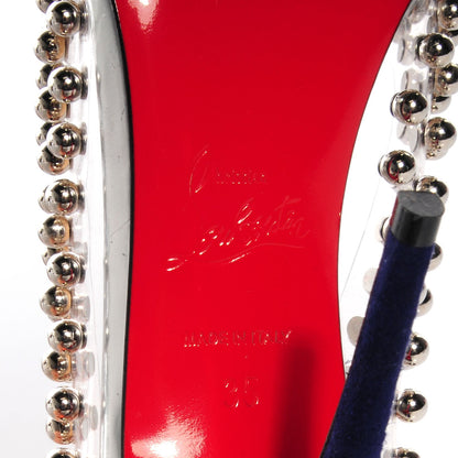 Christian Louboutin Suede Patent Bille et Boule 100 Studded Bow Pumps Navy 35 5 of 6