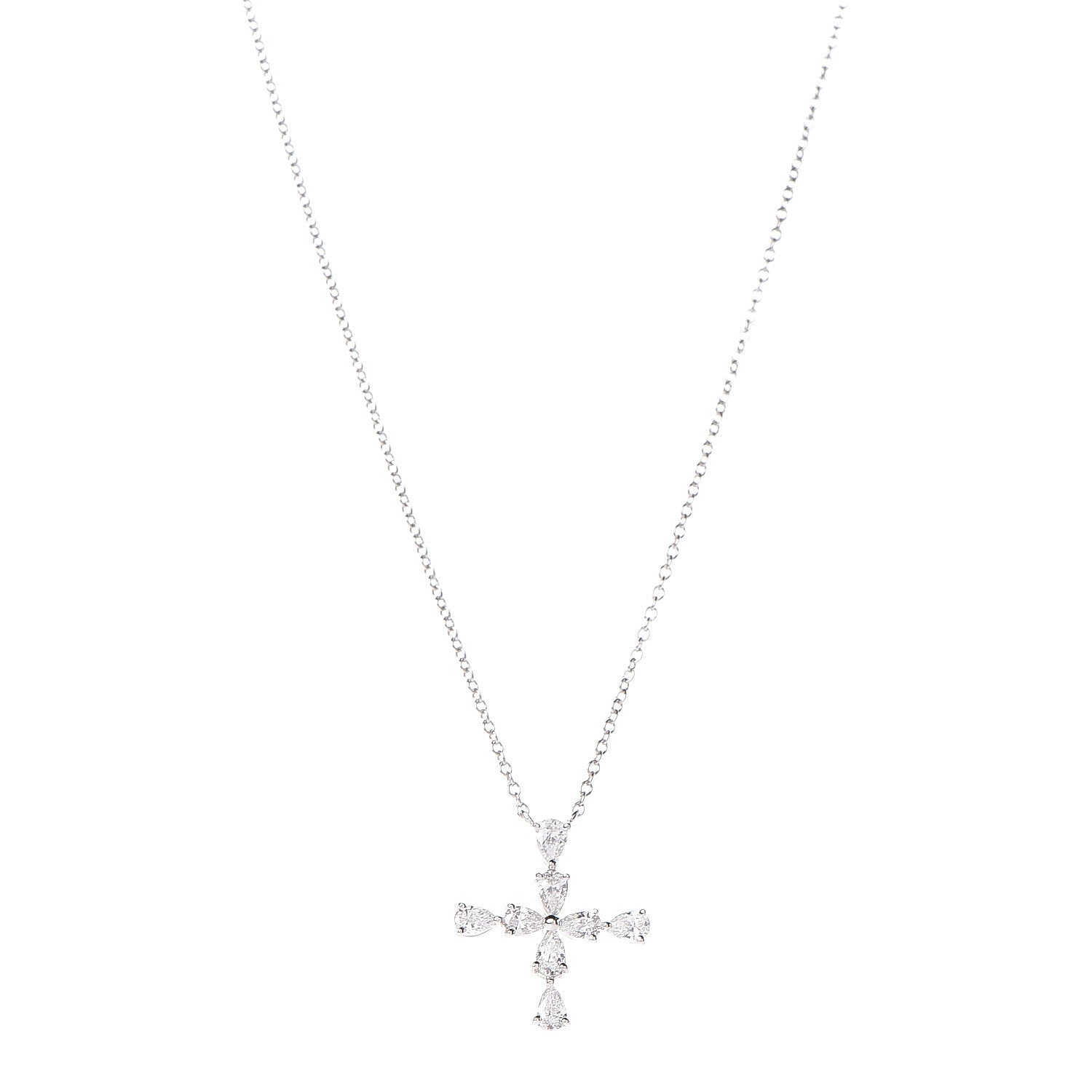 Harry Winston Platinum Diamond Symbols Cross Pendant Necklace 4 of 7