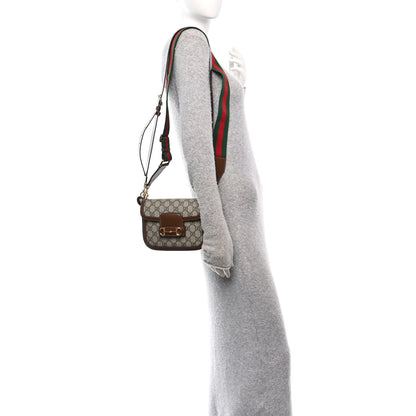 Gucci GG Supreme Monogram Web Mini Horsebit 1955 Shoulder Bag Beige Brown Sugar 2 of 13