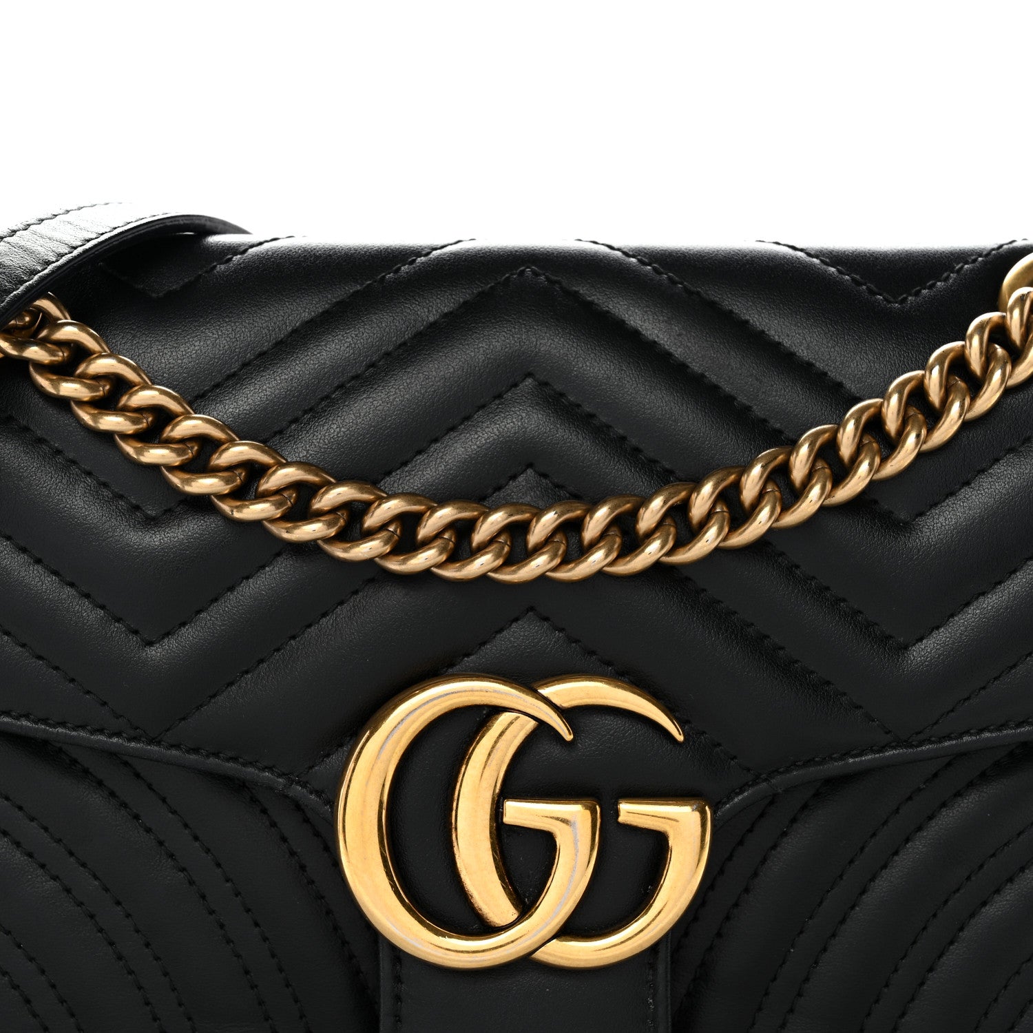 Gucci Calfskin Matelasse Small GG Marmont Shoulder Bag Black 8 of 11