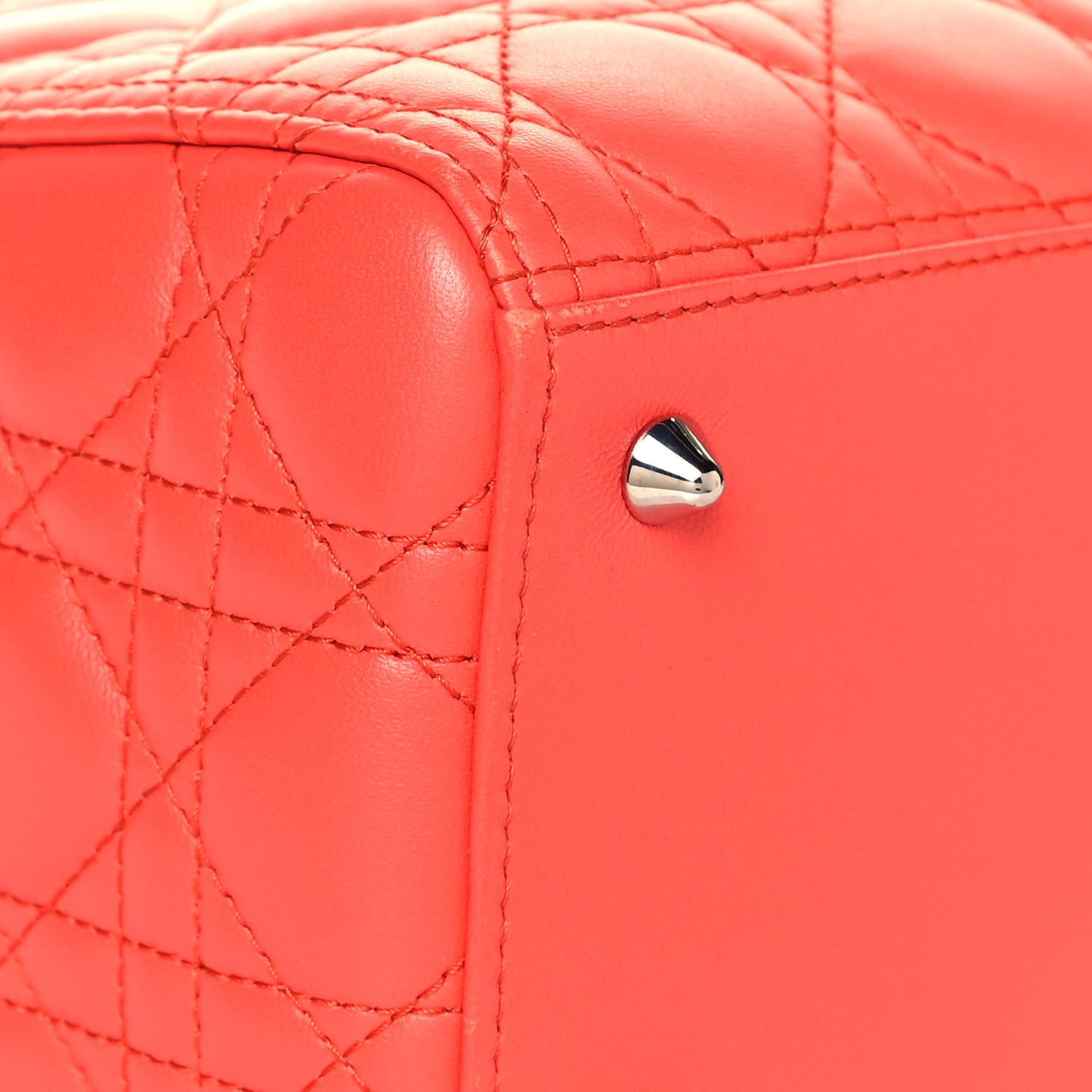 Christian Dior Lambskin Cannage Medium Lady Dior Coral 8 of 11