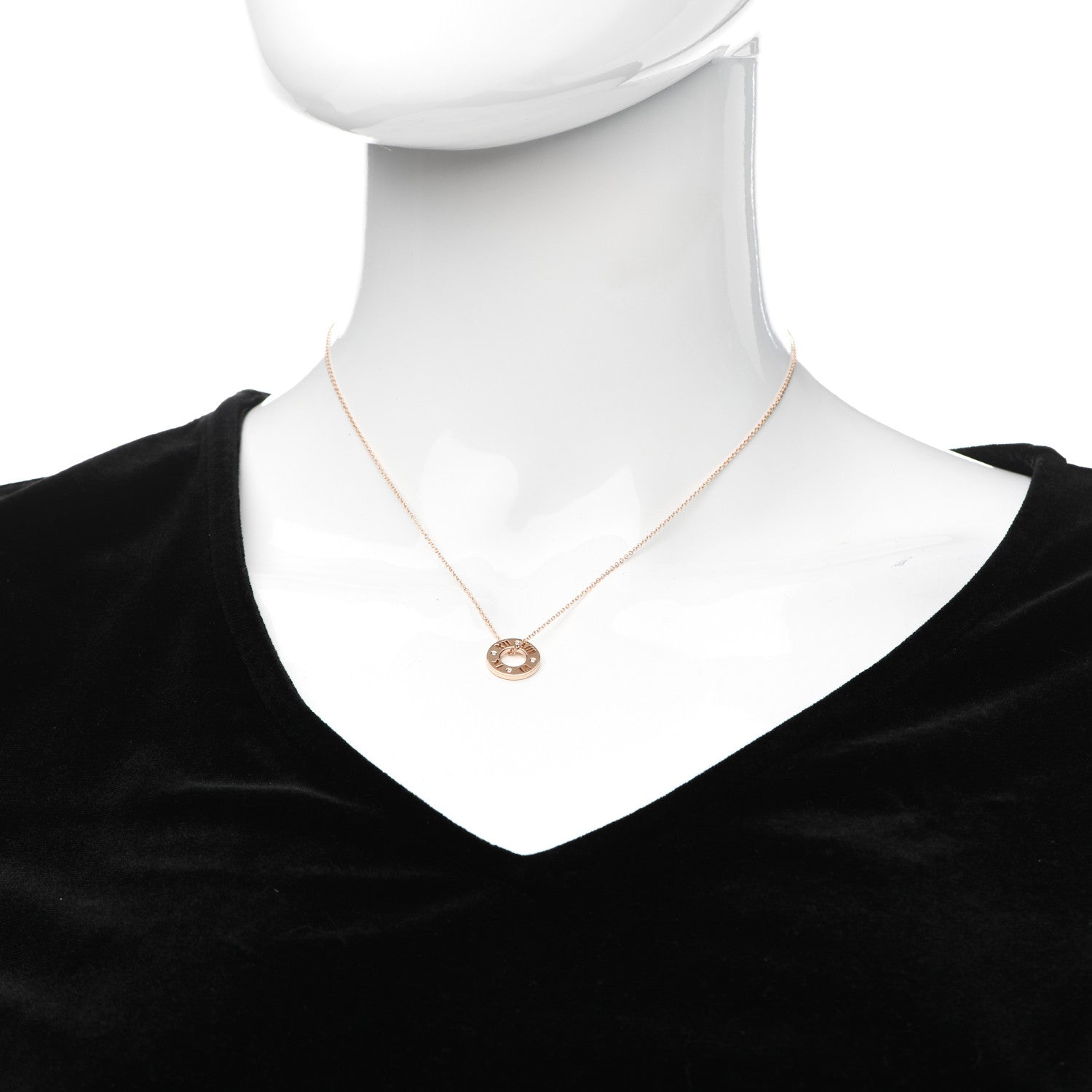 Tiffany 18K Rose Gold Diamond Atlas Pierced Pendant Necklace 2 of 5