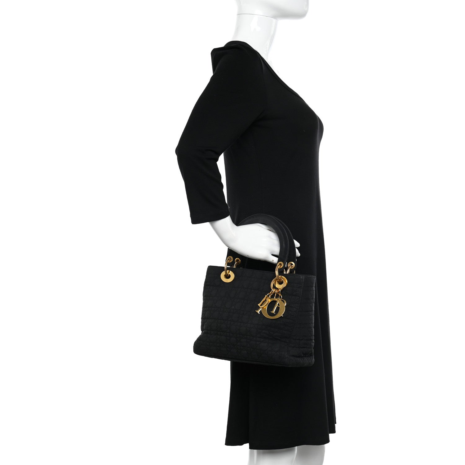Christian Dior Nylon Cannage Medium Lady Dior Black 2 of 11