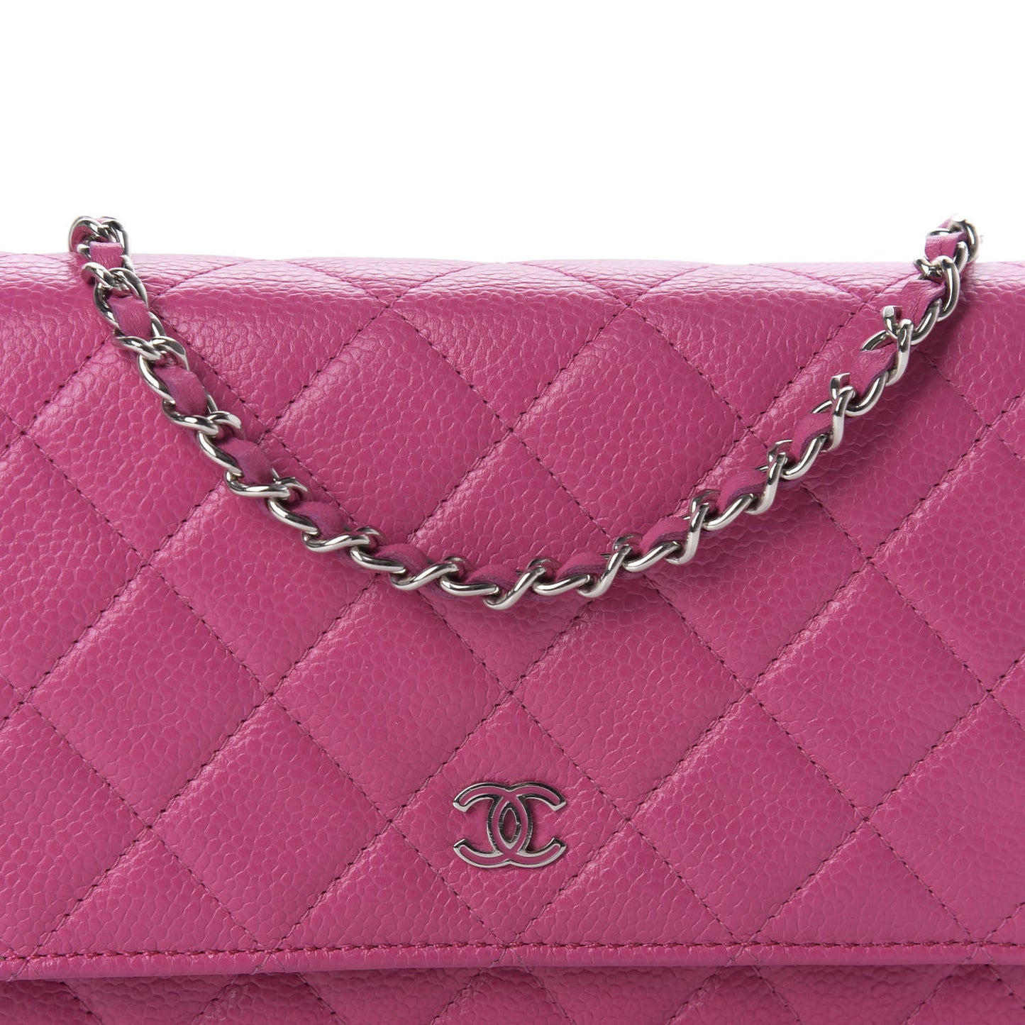 Caviar Quilted Wallet on Chain WOC Pink