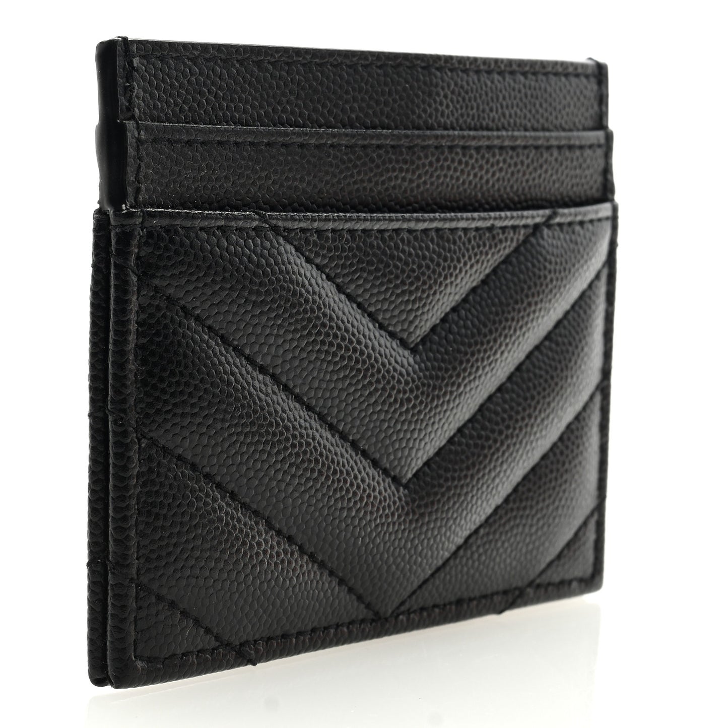 Grain De Poudre Matelasse Chevron Monogram Credit Card Case Black