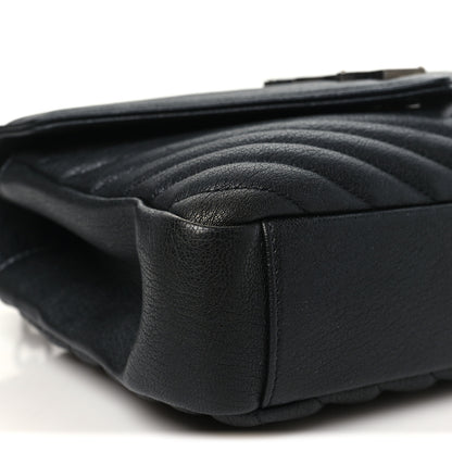 Saint Laurent Sheepskin Matelasse Chevron Monogram Medium College Bag Black 9 of 10