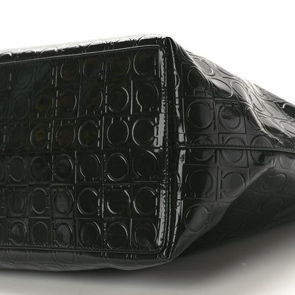 Salvatore Ferragamo Patent Gancini Embossed Tote Black 9 of 9