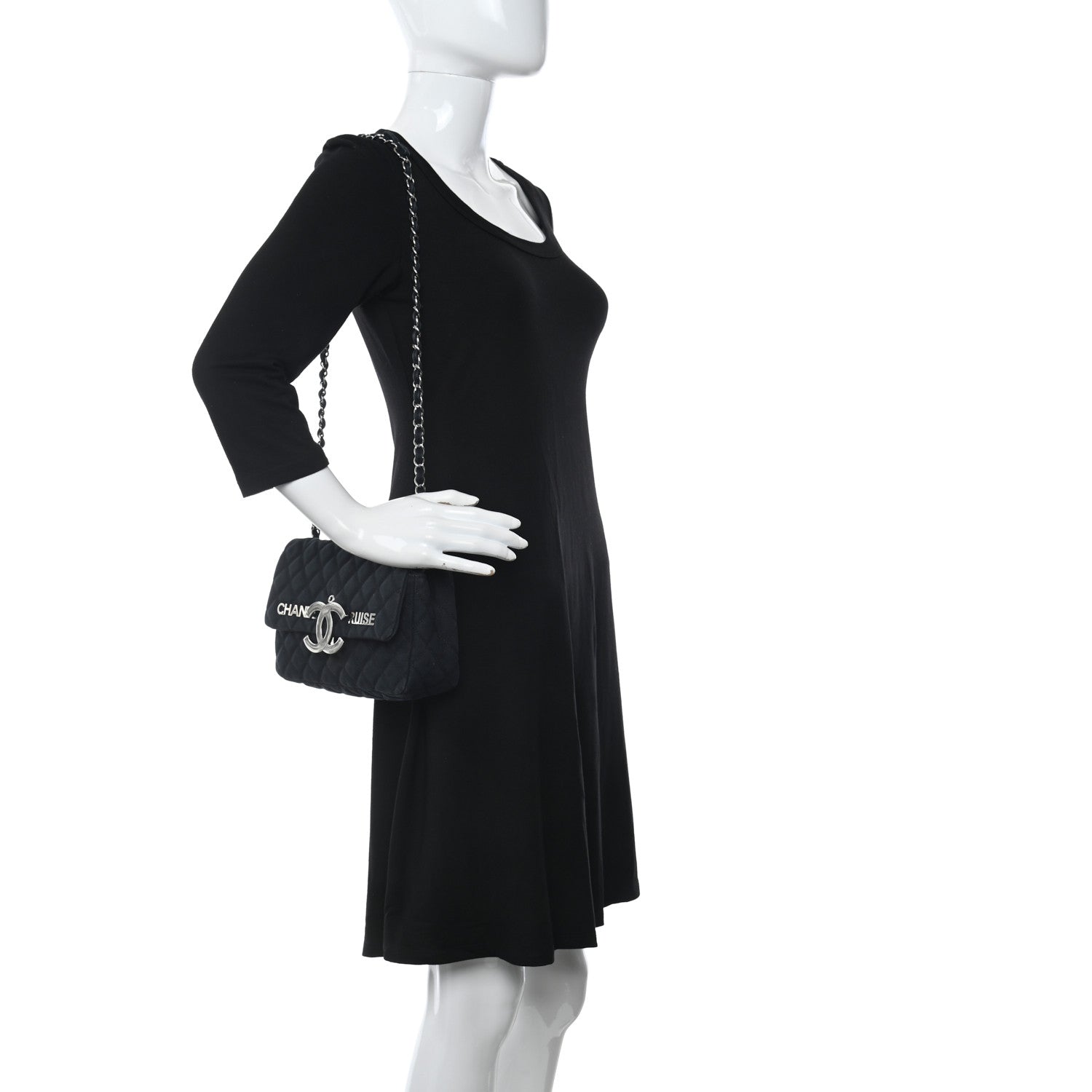 Chanel Canvas Quilted CC Cruise Flap Black 2 of 12