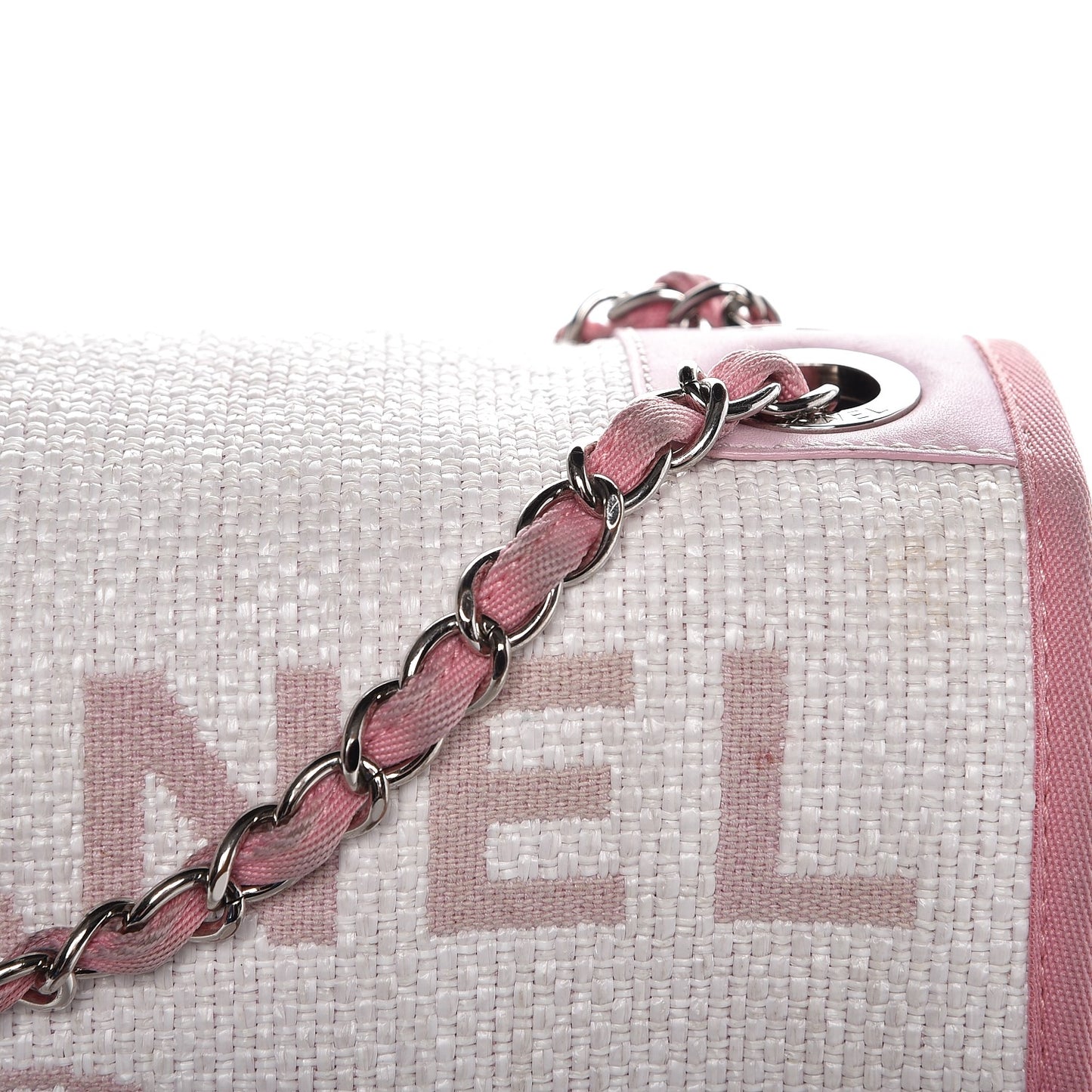 Woven Straw Raffia Small Deauville Messenger Light Pink