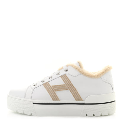 Hermes Calfskin Woolskin Dare Sneakers 39 White Ecru 1 of 6