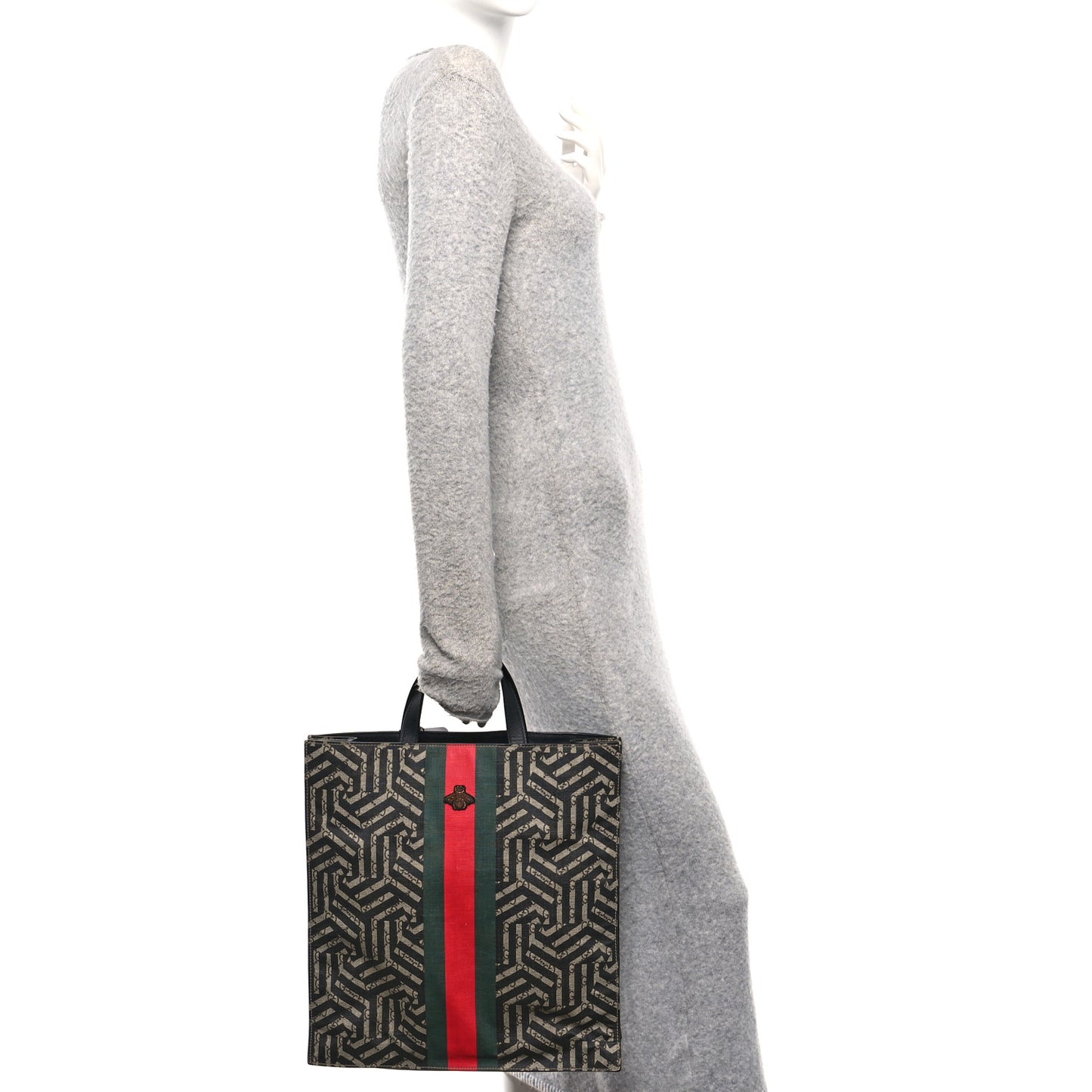 GG Supreme Monogram Caleido Web Vertical Tote Black