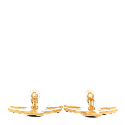 Chanel Resin Along The Nile CC Clip On Earrings Gold Black 3 of 6