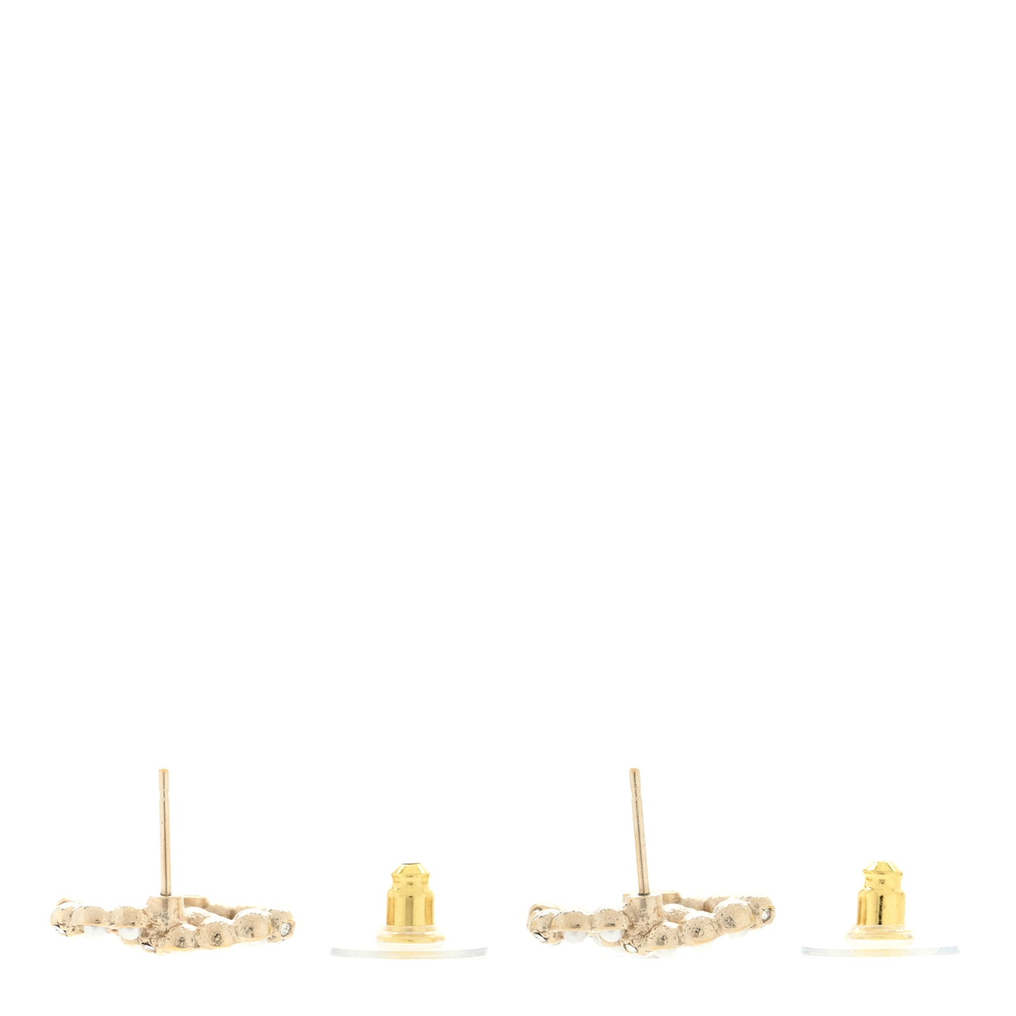 Pearl Crystal CC Earrings Gold