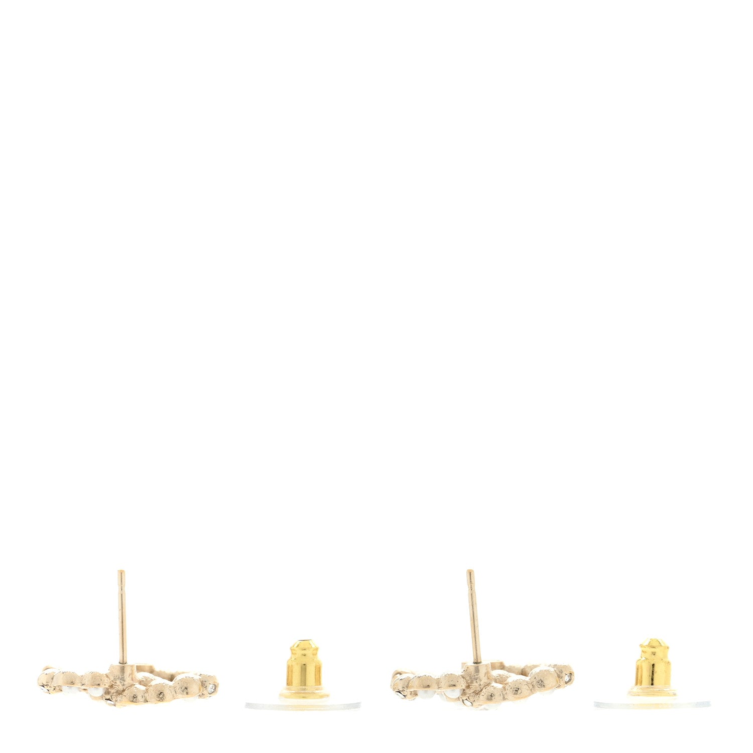 Chanel Pearl Crystal CC Earrings Gold 3 of 4