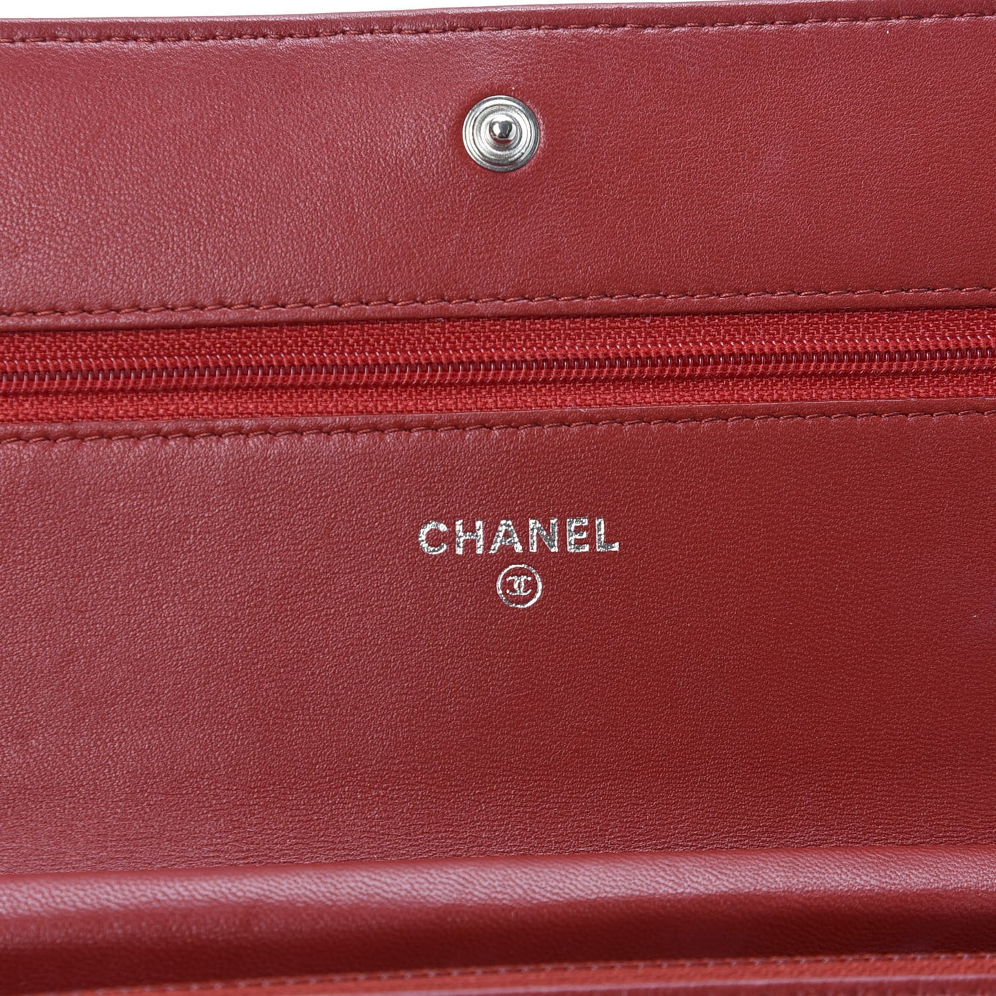 Lambskin Camellia Embossed Wallet On Chain WOC Red