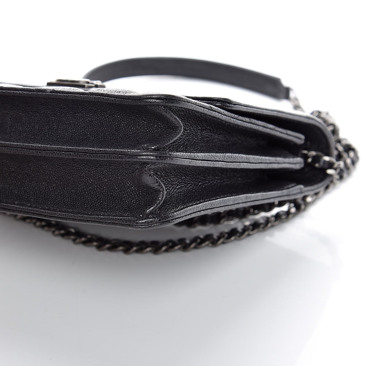 Caviar Quilted Square Boy Wallet On Chain WOC Charcoal