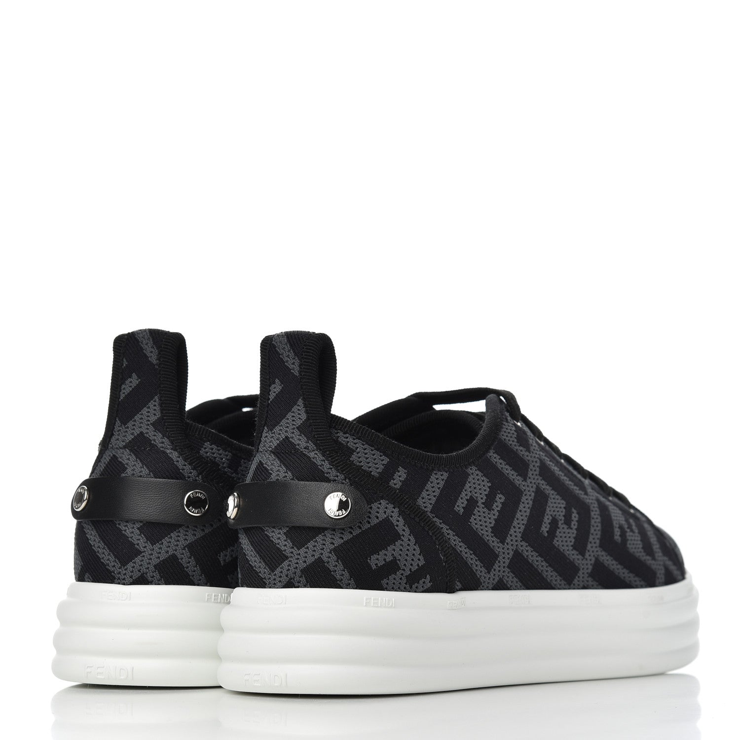 Fendi Fabric FF Micro-Perforated Rise Low Top Sneakers 37 Charcoal Black 4 of 9