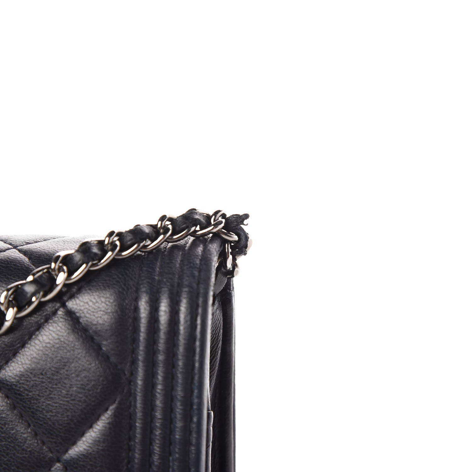 Chanel Lambskin Quilted Boy Wallet On Chain WOC Navy Blue 15 of 16