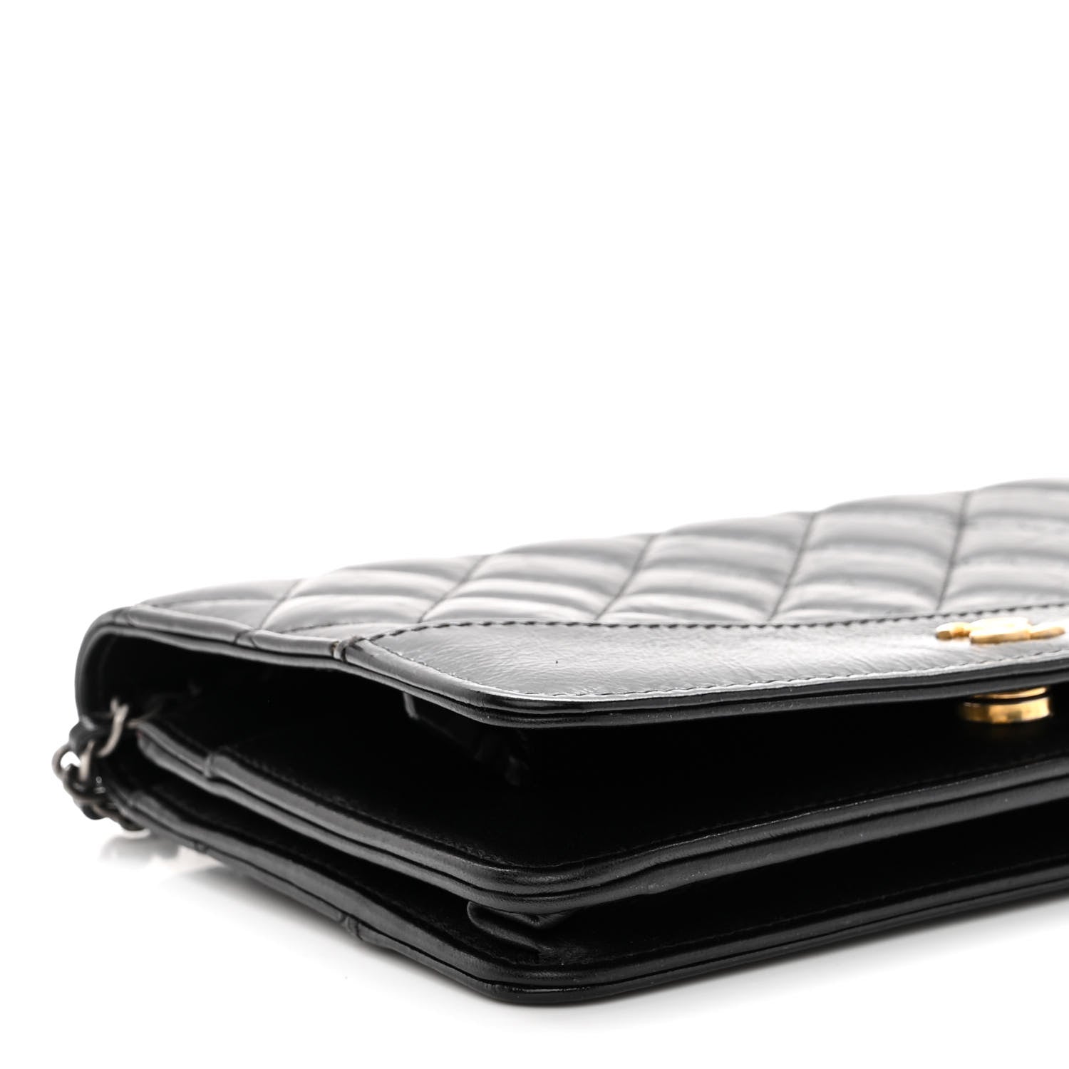 Chanel Aged Calfskin Quilted Gabrielle Wallet On Chain WOC Black 9 of 12
