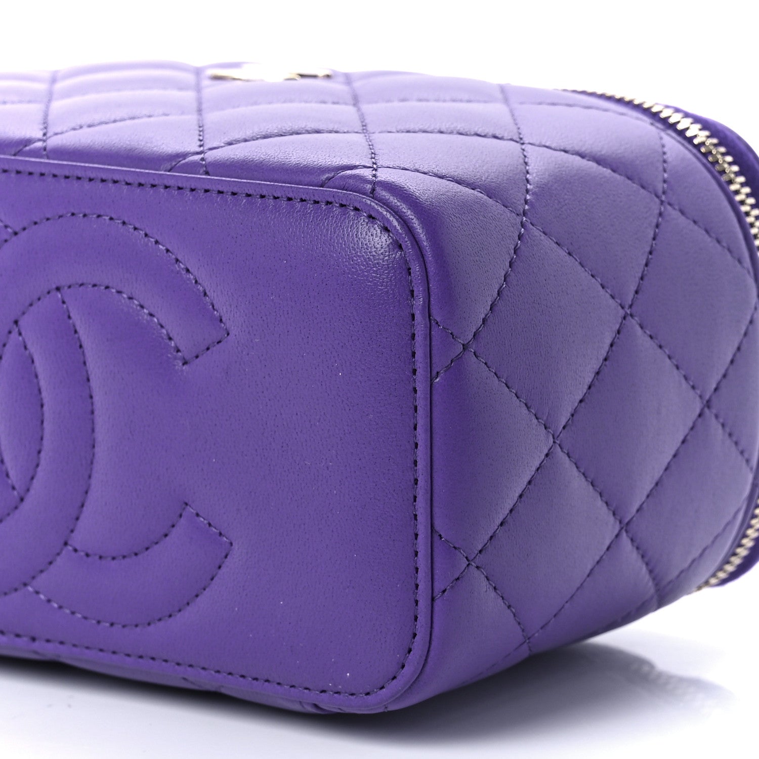 Chanel Lambskin Quilted Small Top Handle Vanity Case With Chain Purple 9 of 10