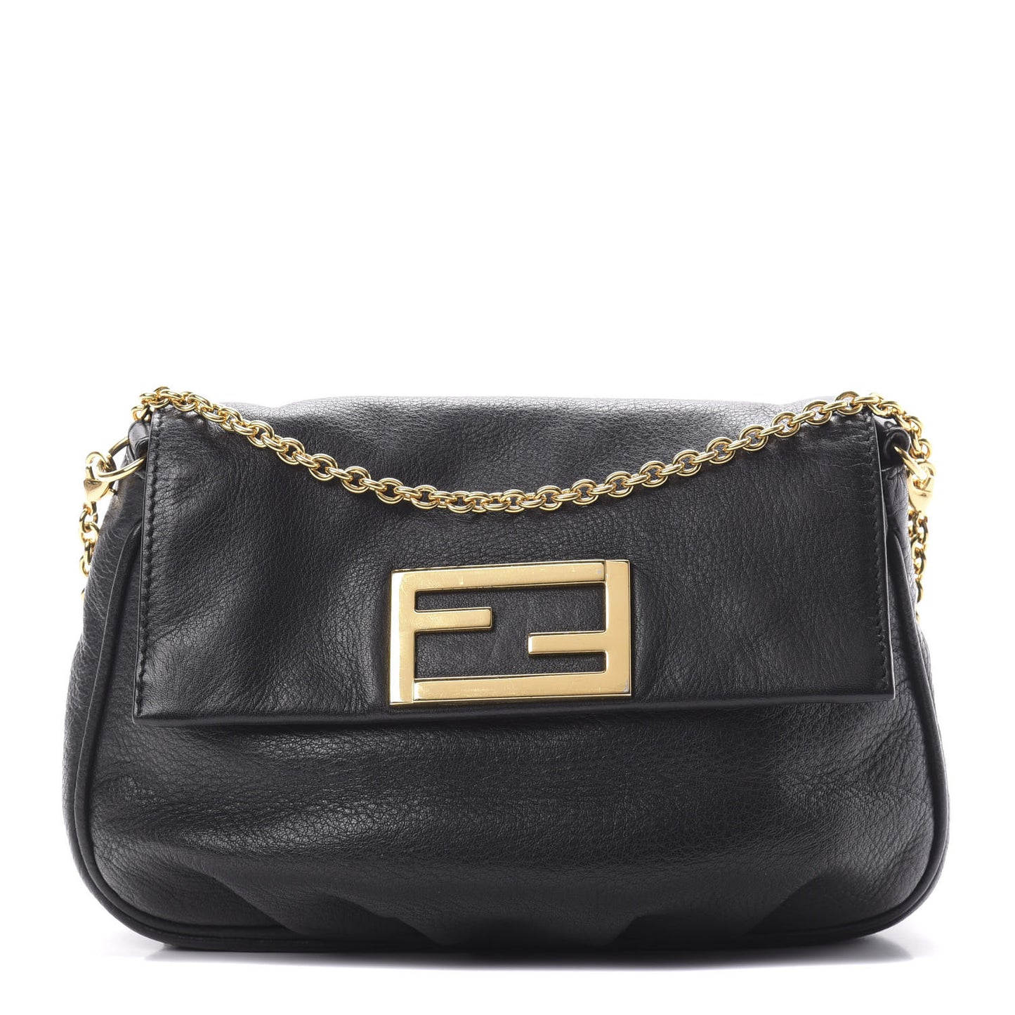 Vitello Flamingo Fendista Pouchette Crossbody Black
