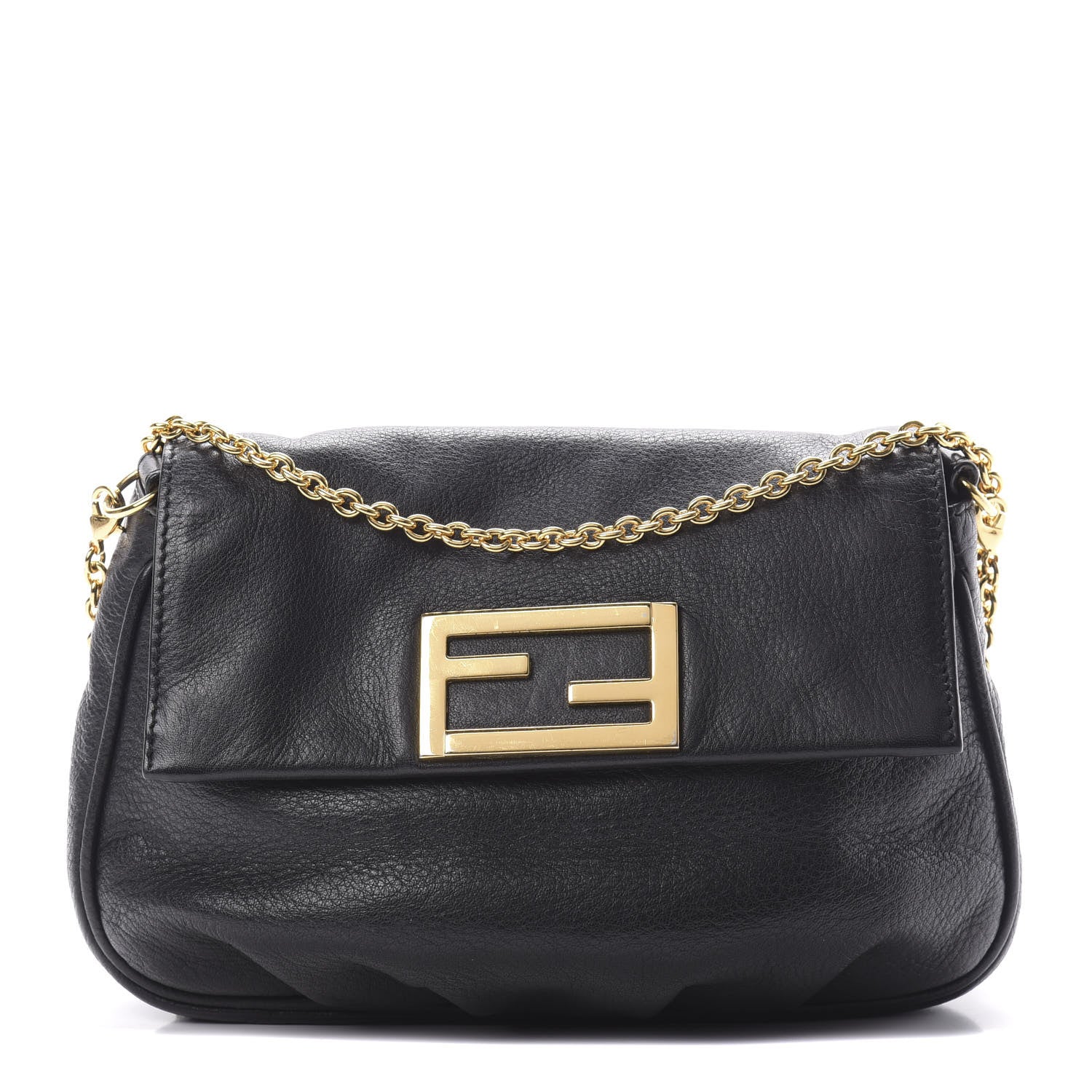 Fendi Vitello Flamingo Fendista Pouchette Crossbody Black 1 of 11