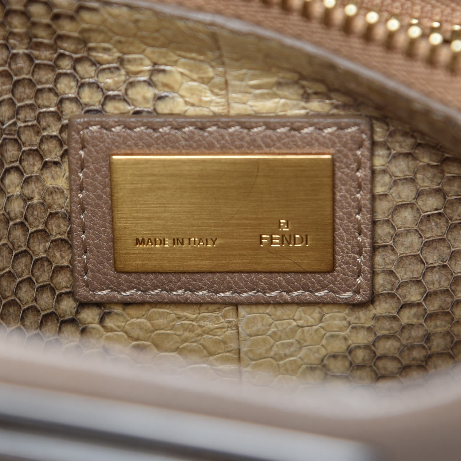 Fendi Goatskin Watersnake Medium Peekaboo Iconic Satchel Taupe Phard 8 of 9