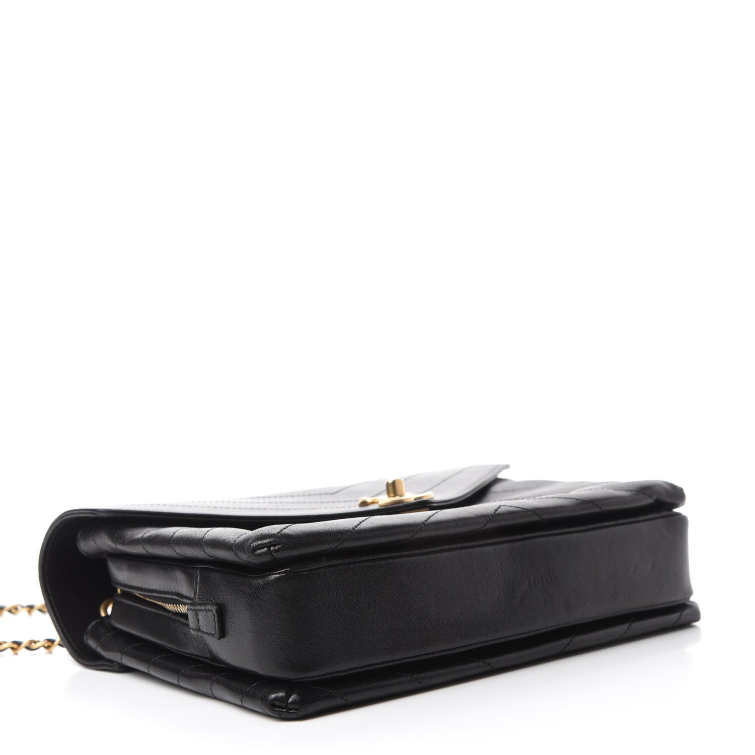 Chanel Lambskin Chevron Quilted Medium Envelope Flap Black 4 of 13