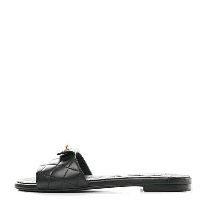 Chanel Lambskin Quilted CC Turnlock Sandals 36 Black 1 of 8
