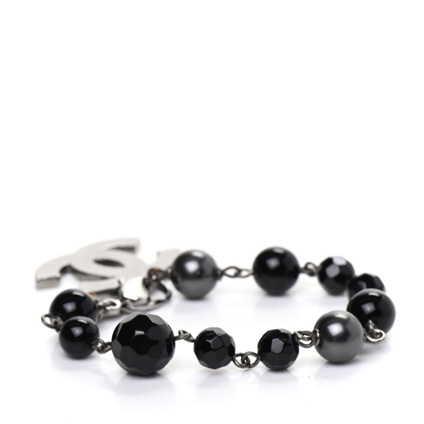 Ruthenium Bead CC Bracelet Black