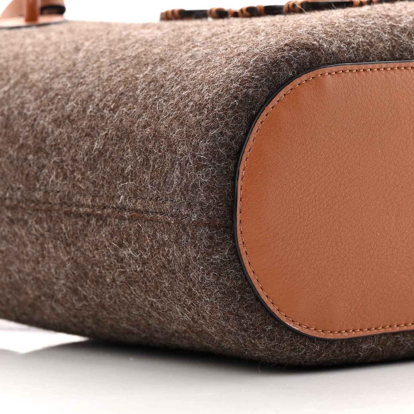 Felt Calfskin Small Anagram Square Basket Tote Brown Tan