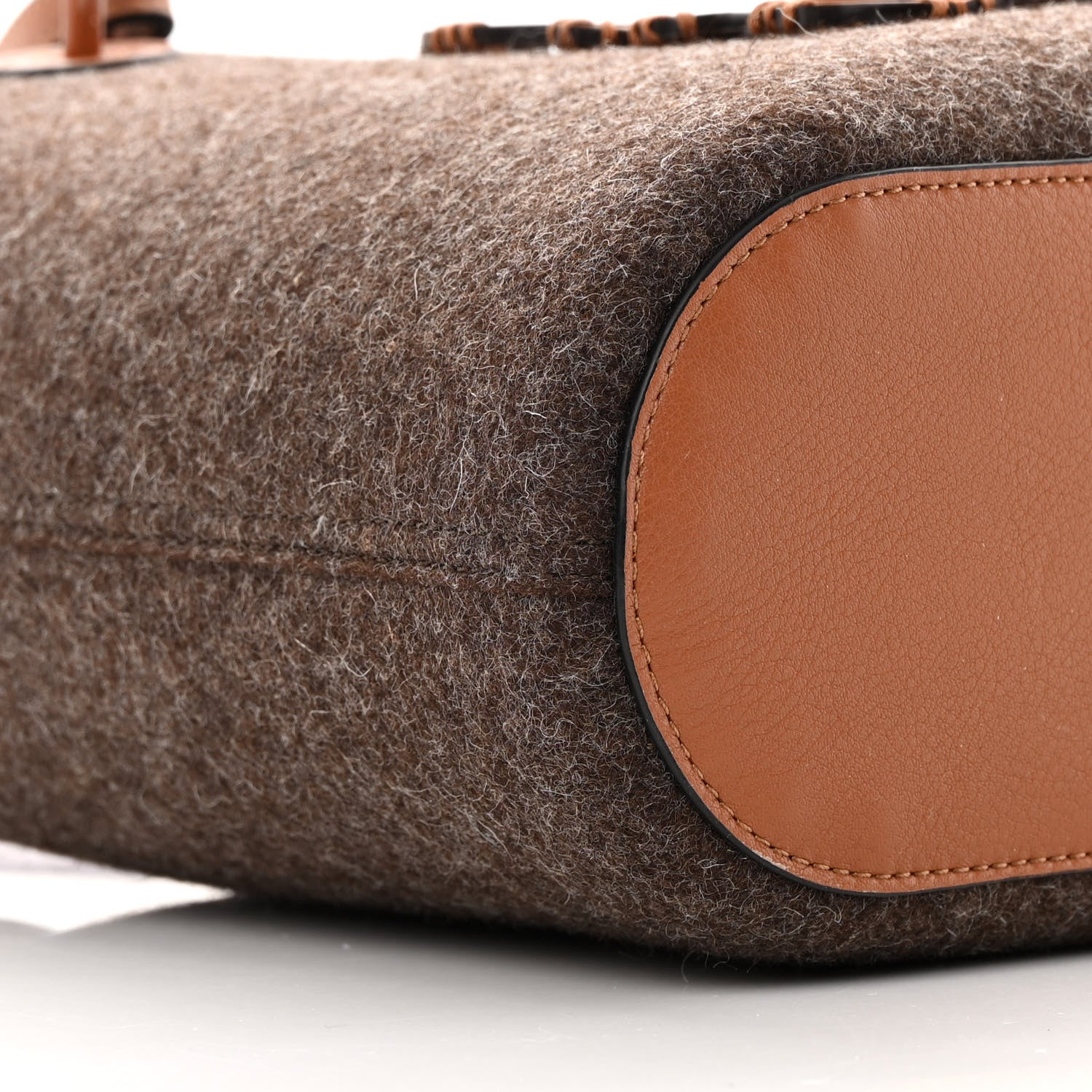 Loewe Felt Calfskin Small Anagram Square Basket Tote Brown Tan 9 of 13
