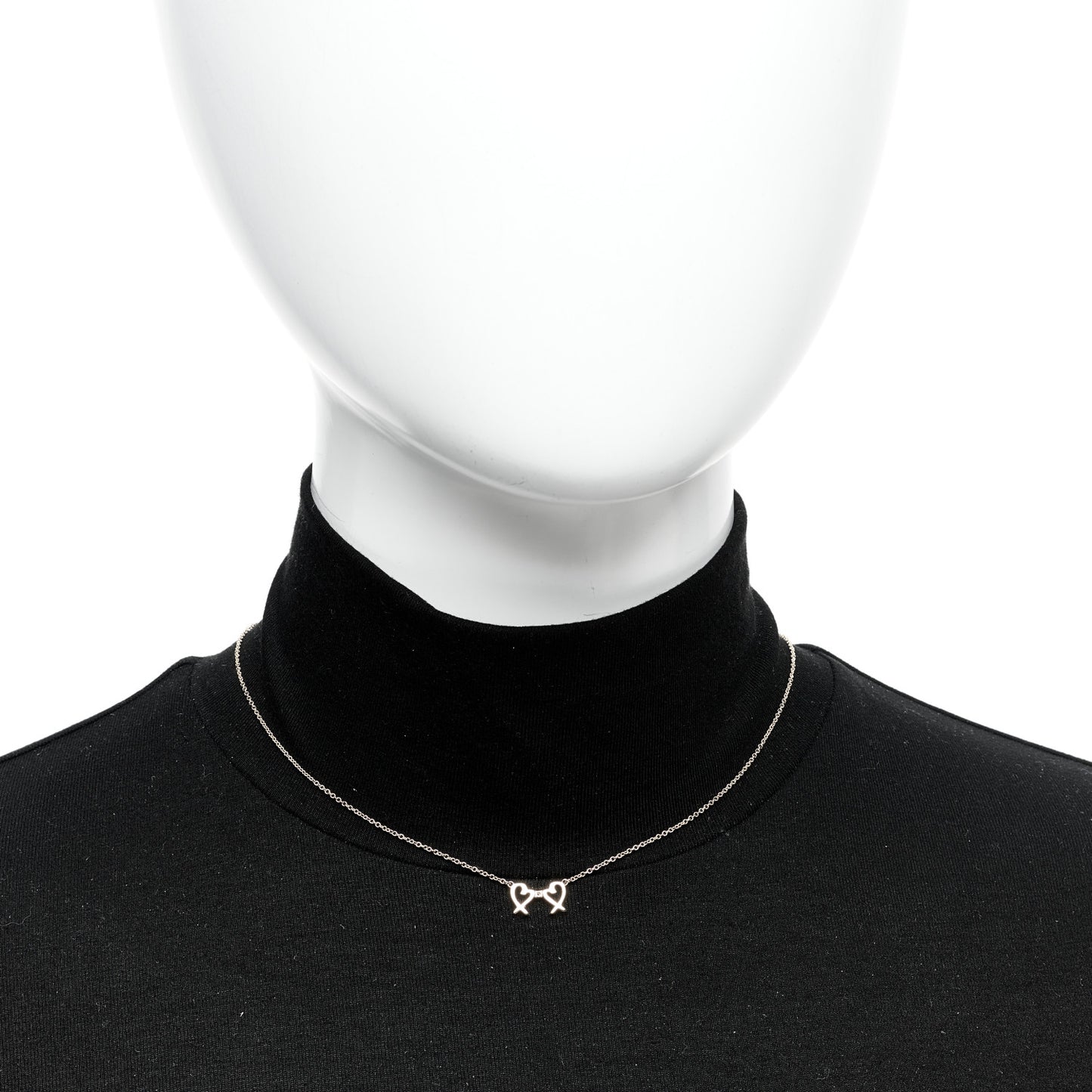 18K Yellow Gold Diamond Paloma Picasso Double Loving Heart Pendant Necklace