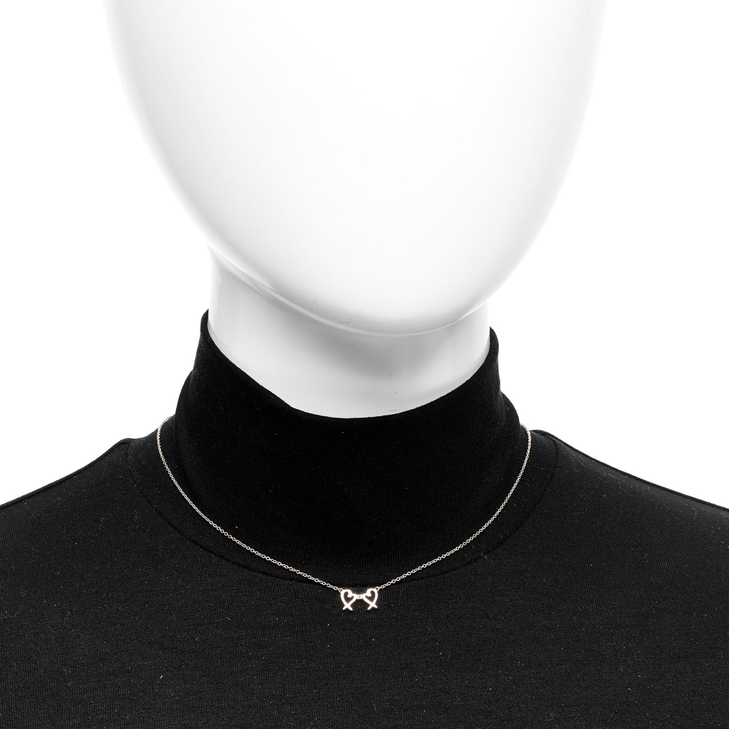 Tiffany 18K Yellow Gold Diamond Paloma Picasso Double Loving Heart Pendant Necklace 2 of 6