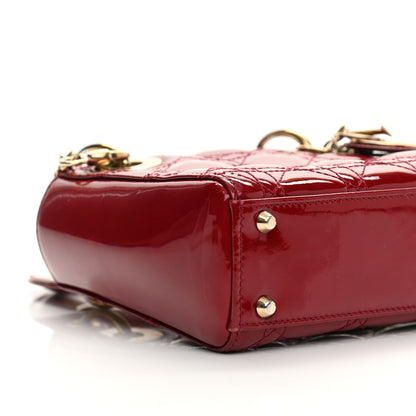 Christian Dior Patent Cannage Mini Lady Dior Red 9 of 10
