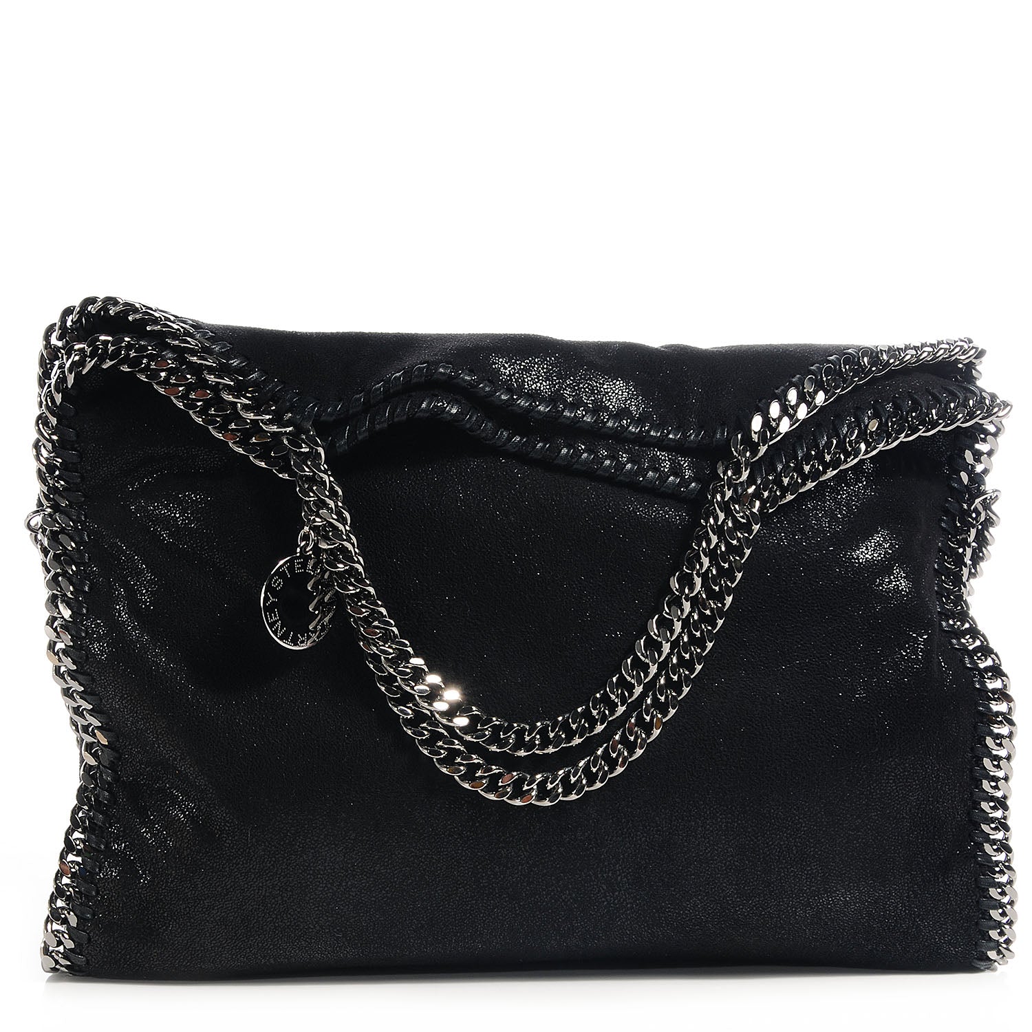 Stella McCartney Faux Leather Shaggy Deer Falabella Fold Over Tote Black 1 of 9