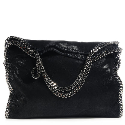 Stella McCartney Faux Leather Shaggy Deer Falabella Fold Over Tote Black 1 of 9