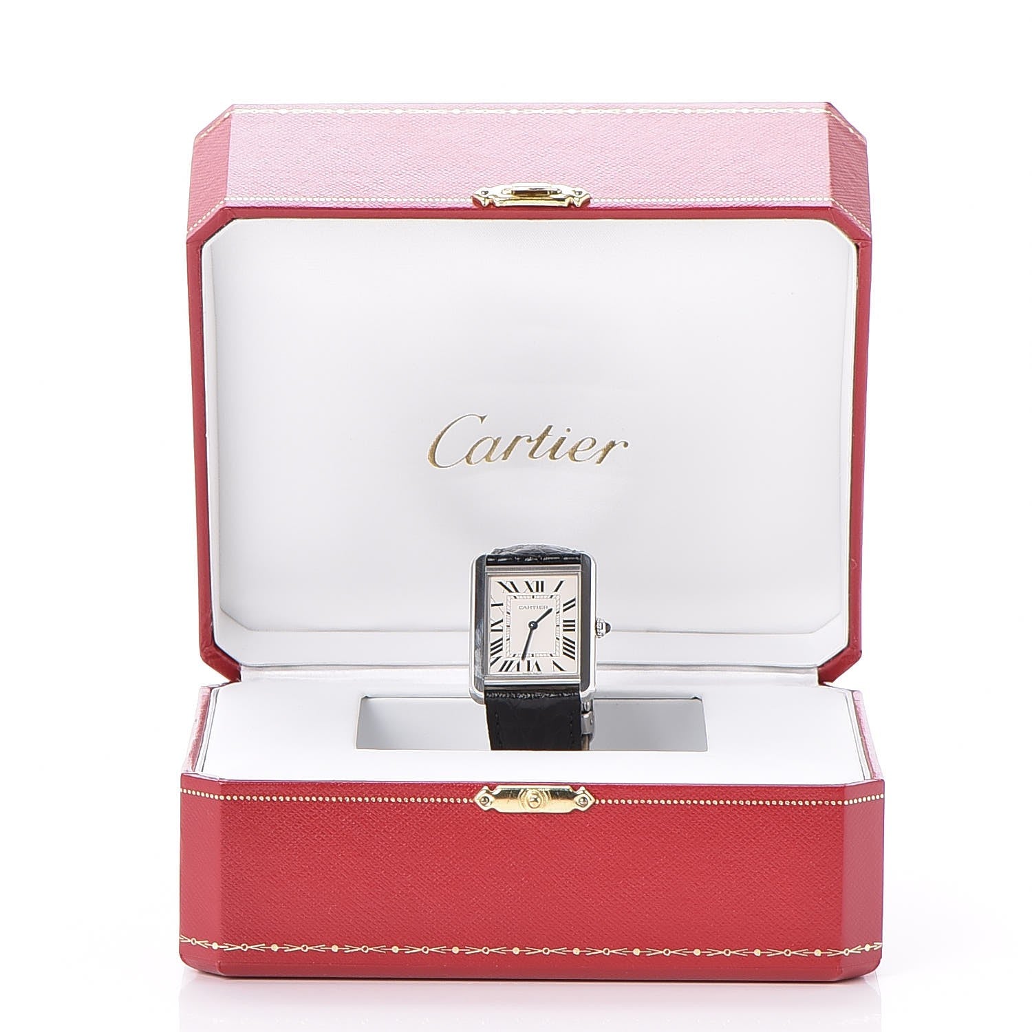Cartier Stainless Steel Alligator 27mm Tank Solo Quartz Watch 8 of 8