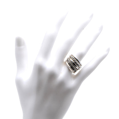 David Yurman Sterling Silver Diamond 16mm Stax Wide Stacked Ring 49.3 5 2 of 8