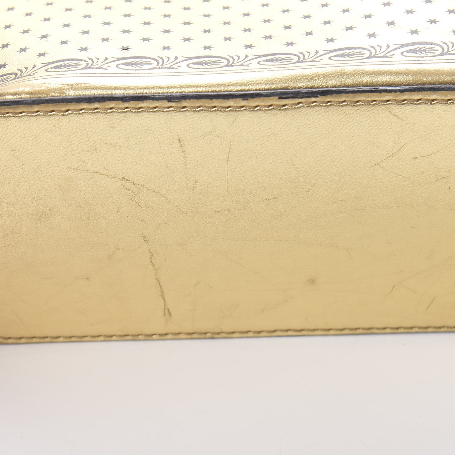 X SEGA Calfskin GUCCY Stars Mini Dome Shoulder Bag Gold