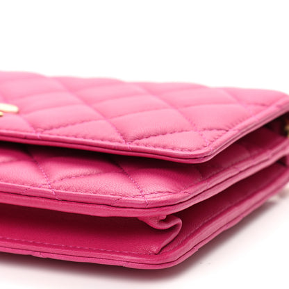 Chanel Lambskin Quilted CC Pearl Crush Wallet on Chain WOC Dark Pink 10 of 11