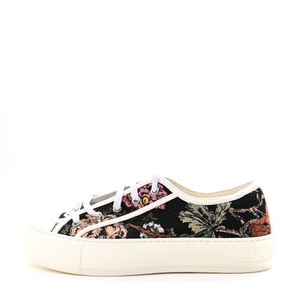 Christian Dior Canvas Jardin Botanique Embroidered Womens Walk'N'Dior Low Top Sneakers 37.5 Black Multicolor 1 of 9