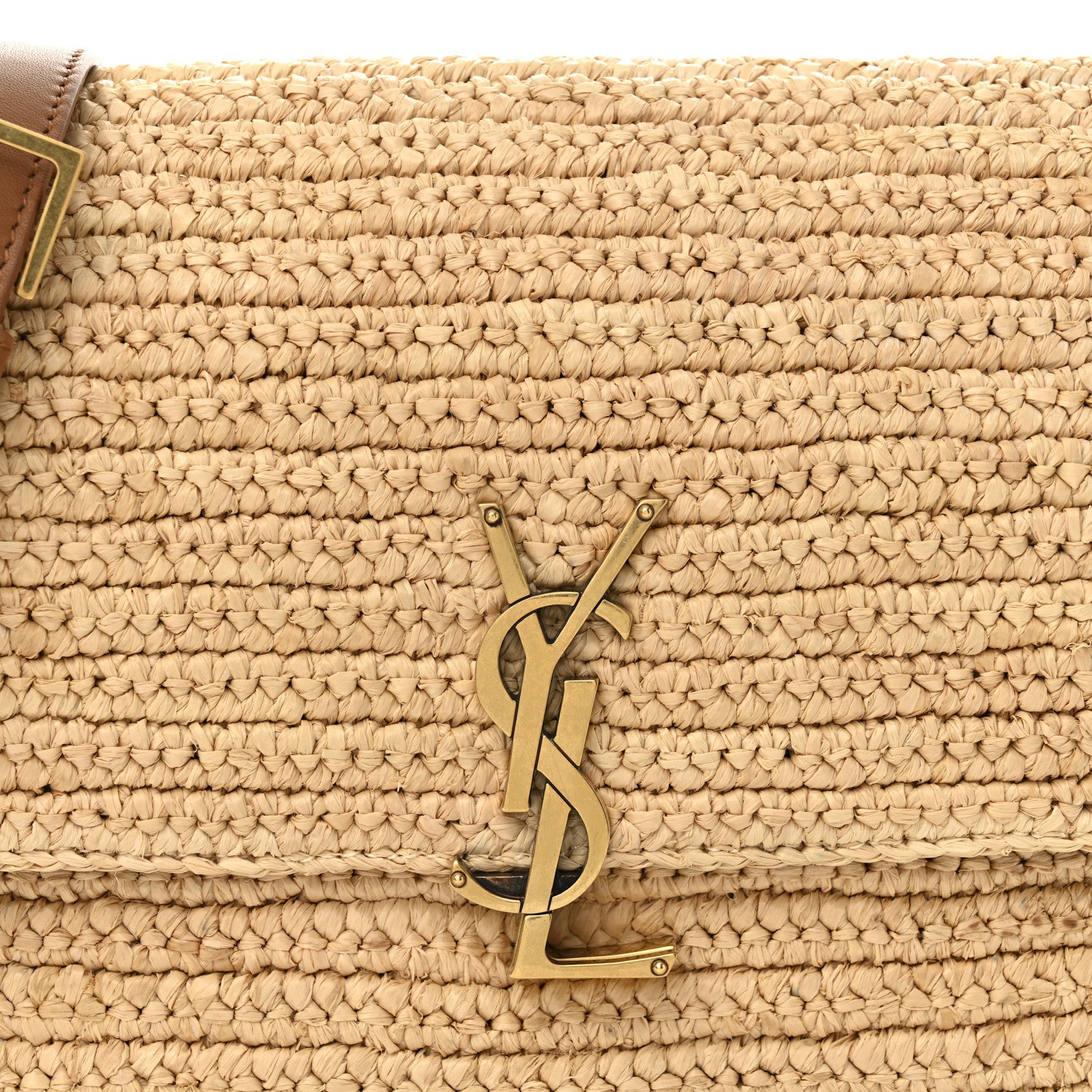 Saint Laurent Raffia Calfskin Medium Monogram Solferino Satchel Naturale Brick 8 of 10