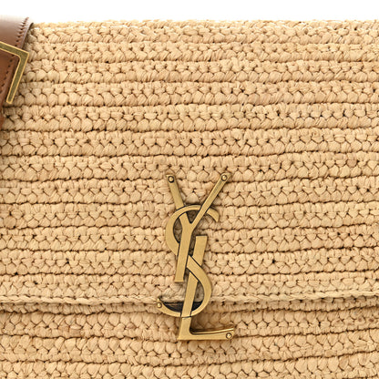 Saint Laurent Raffia Calfskin Medium Monogram Solferino Satchel Naturale Brick 8 of 10