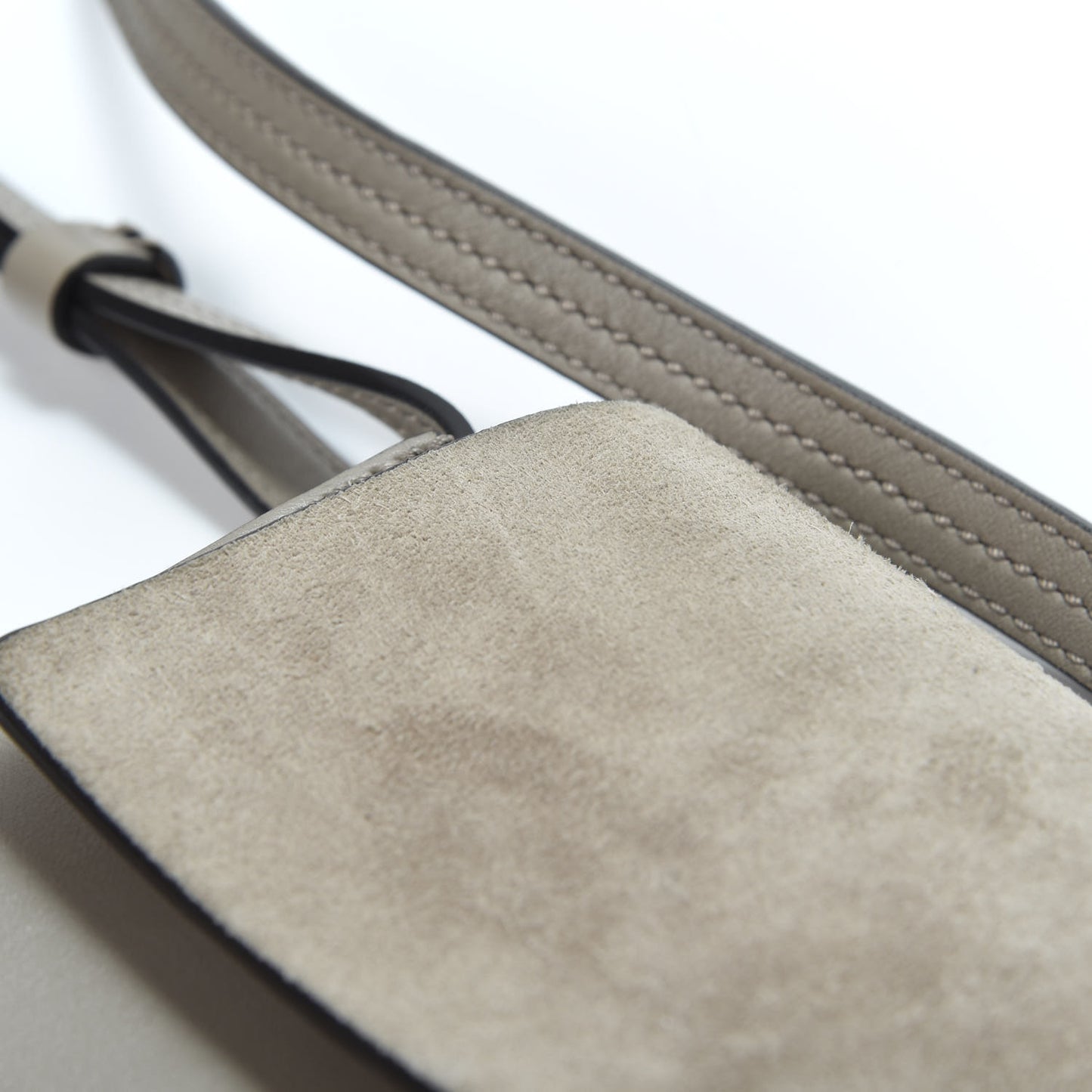 Suede Calfskin Small Faye Shoulder Bag Motty Grey