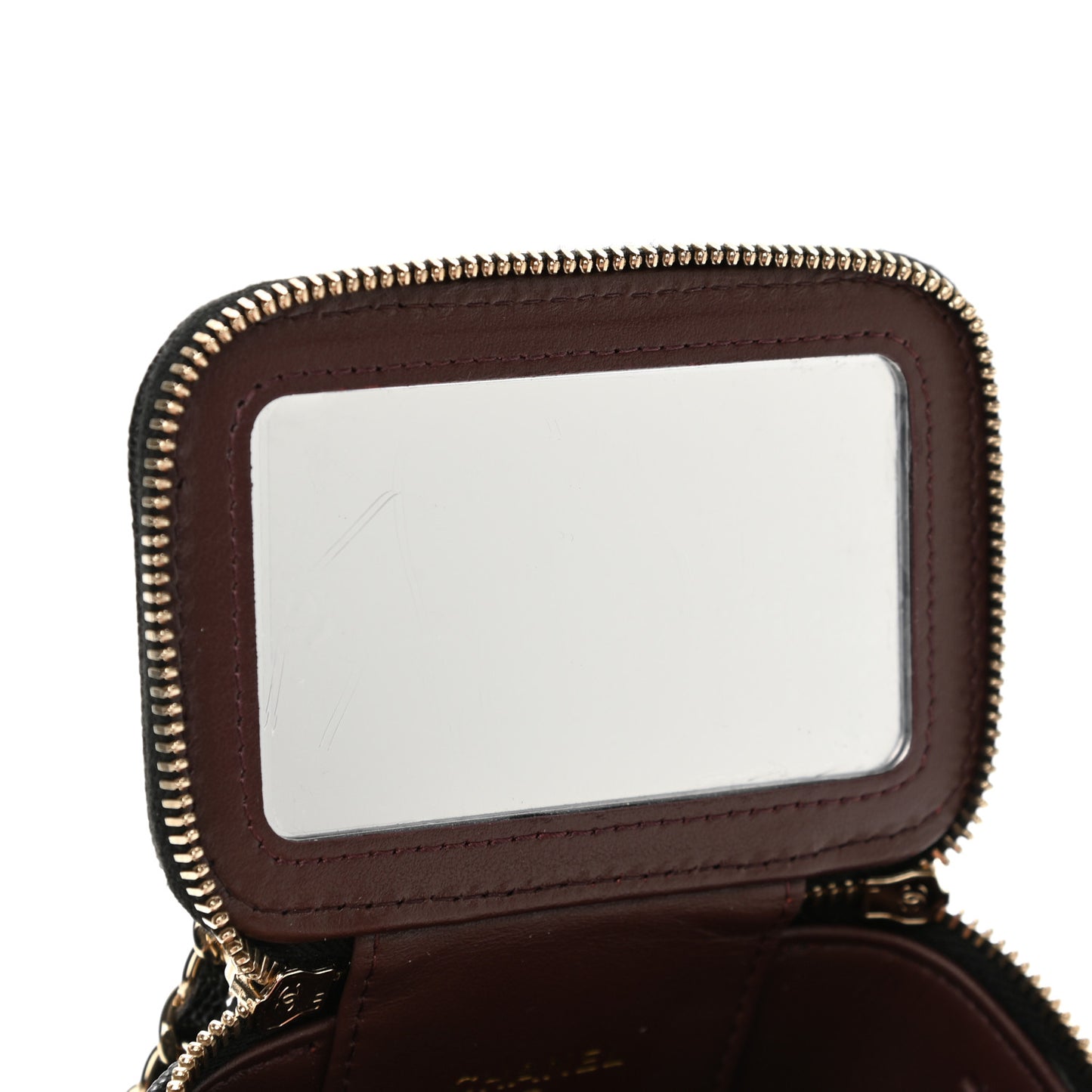 Caviar Quilted Mini Vanity Case With Chain Black