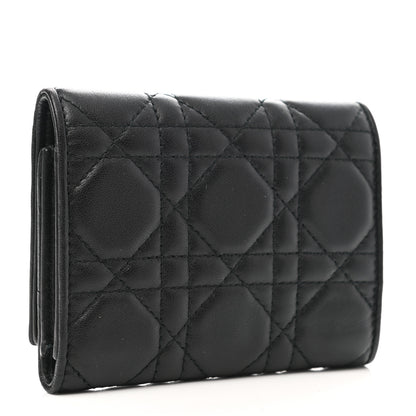 Christian Dior Lambskin Cannage Lady Dior Compact Wallet Black 3 of 8