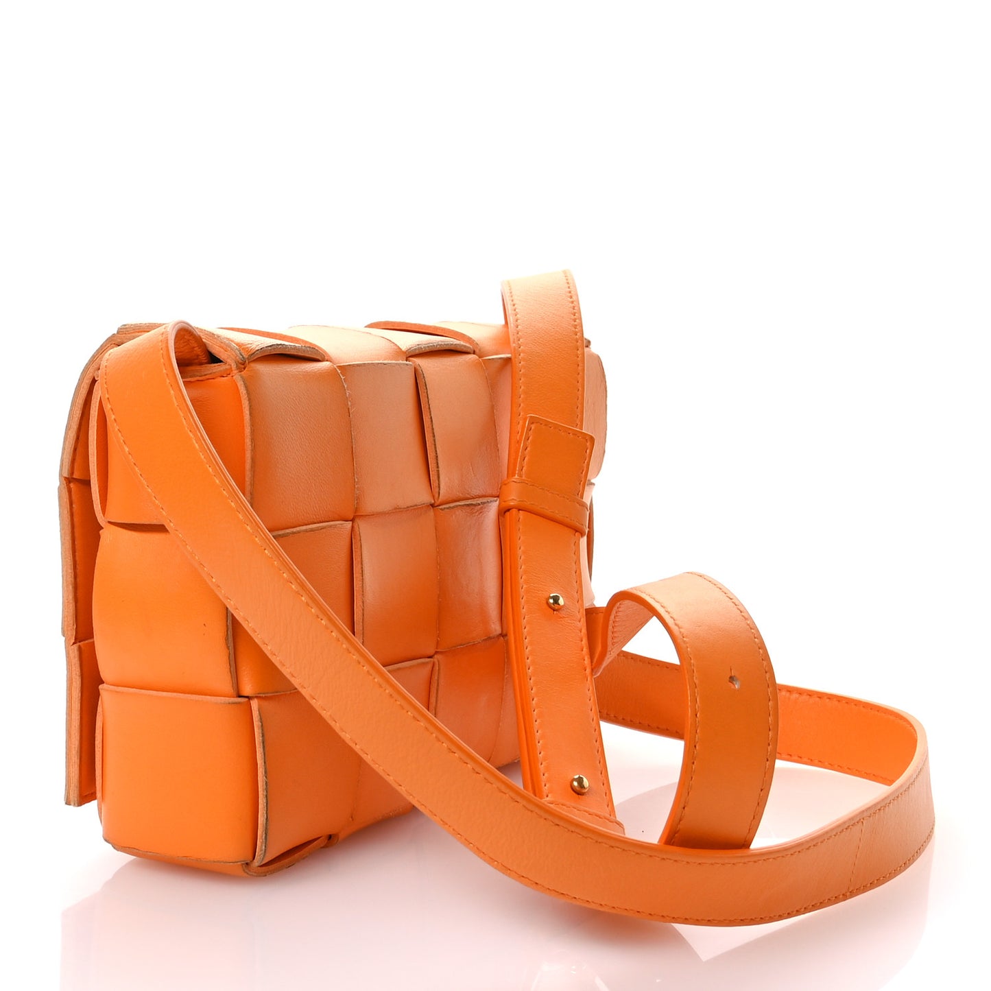 Lambskin Maxi Intrecciato Cassette Crossbody Bag Tangerine