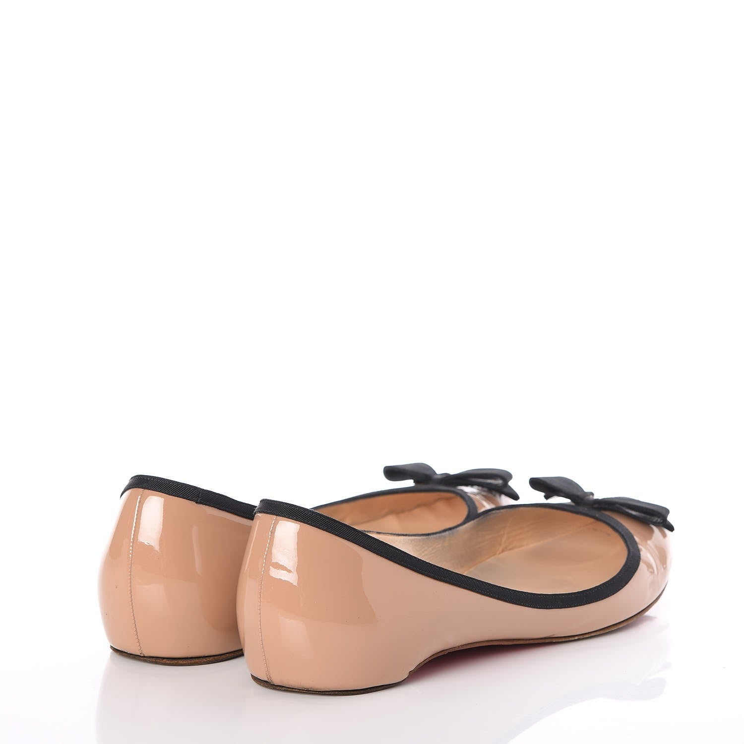Christian Louboutin Patent Grosgrain Balinodono Flats 39 Nude Black 4 of 11